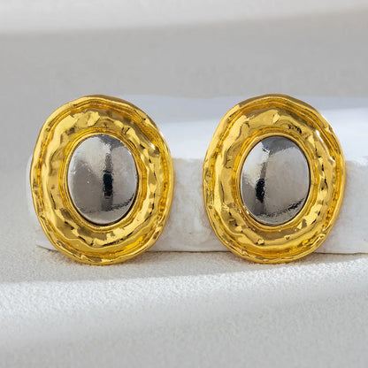 Liquid Mirror Oval Stud Earrings