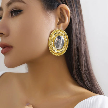 Liquid Mirror Oval Stud Earrings
