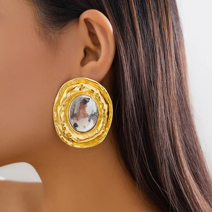 Liquid Mirror Oval Stud Earrings