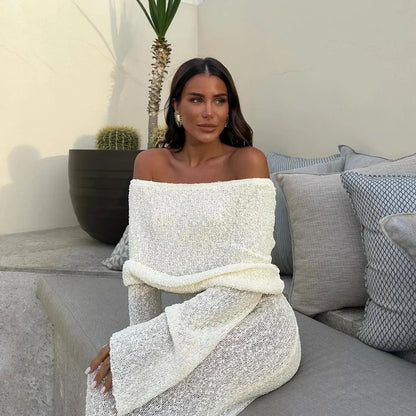 Love Story Off-Shoulder White Maxi Dress