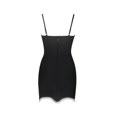 Manetica Black Bow Mini Dress with Diamonds