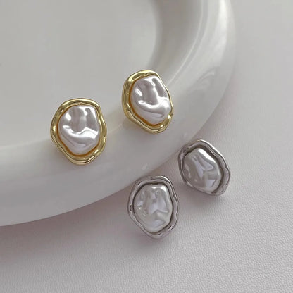 Metal Pearl Earrings