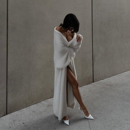 Misty White Oversize Long Sleeve Cardigan