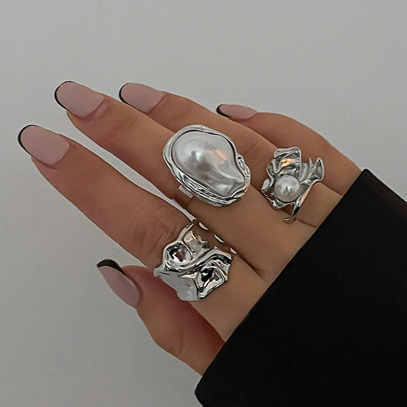 Molten Pearl Ring Set