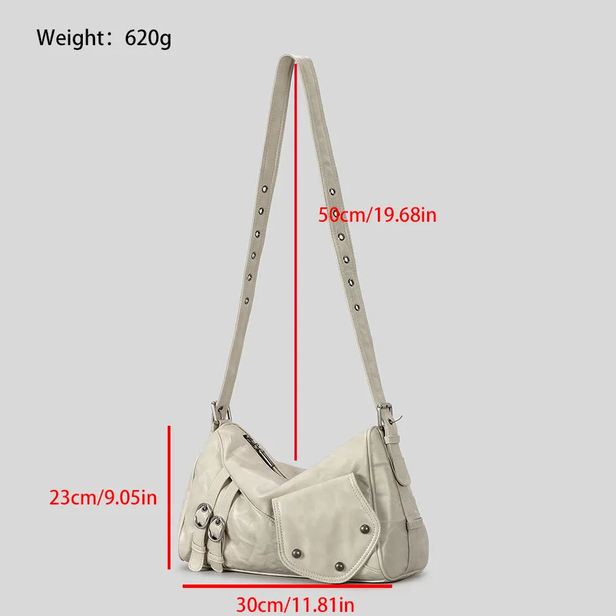 Moriva Rivet Leather Shoulder Bag