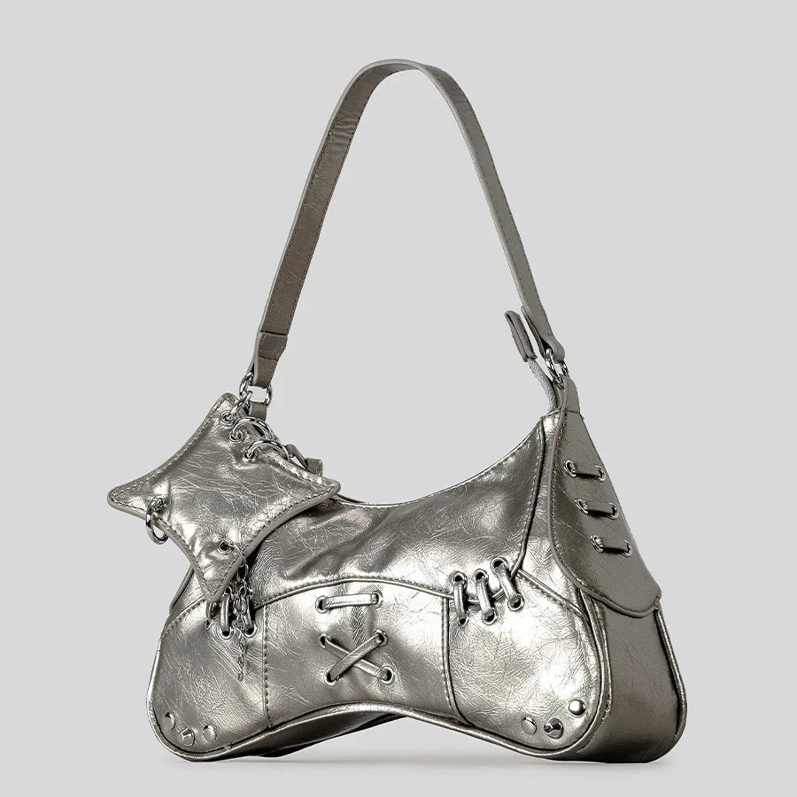 Noxen Vintage Leather Rivet Shoulder Bag