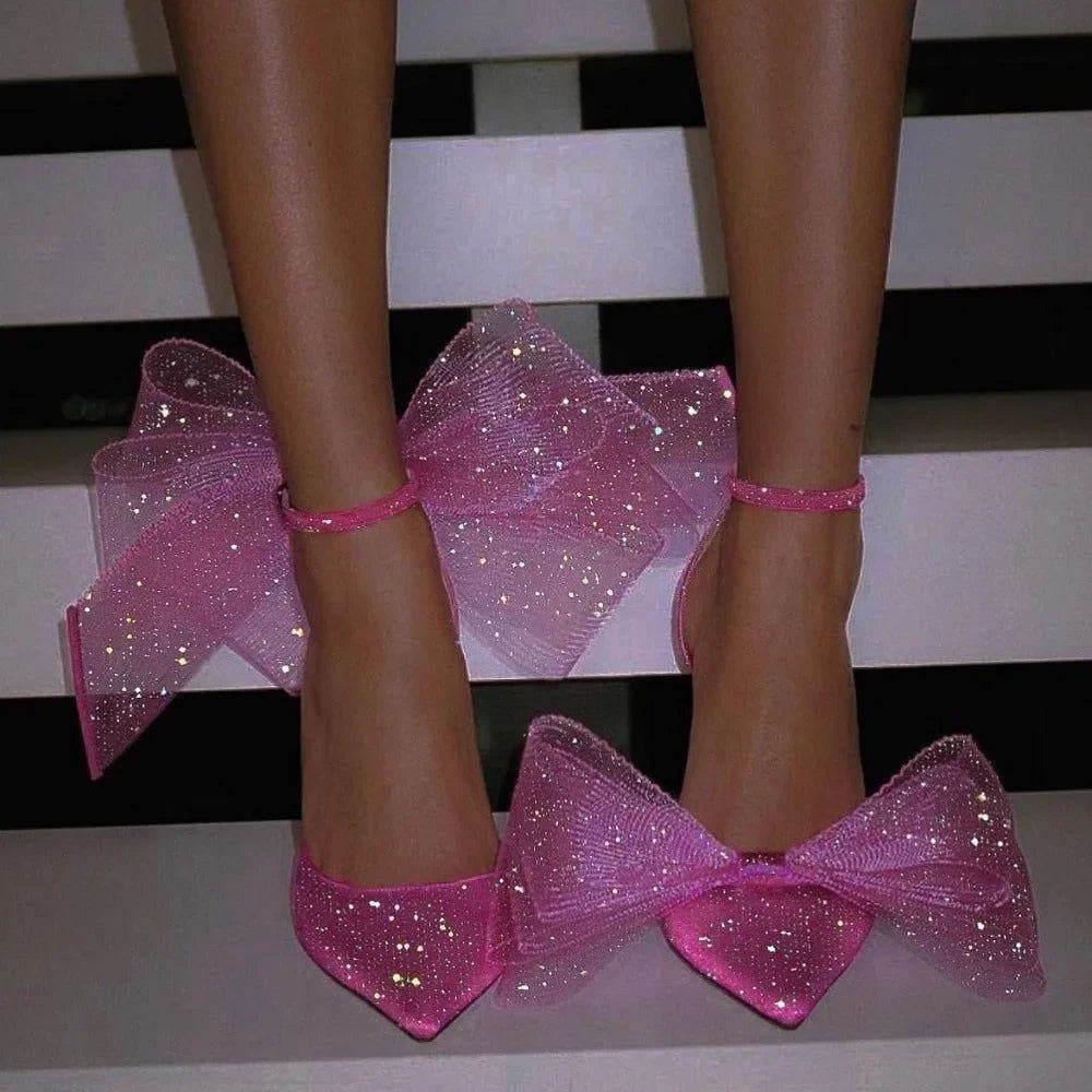 Party Doll Hot Pink Oversized Bows Heels