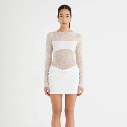 Playful Charm White Lace Mini Dress