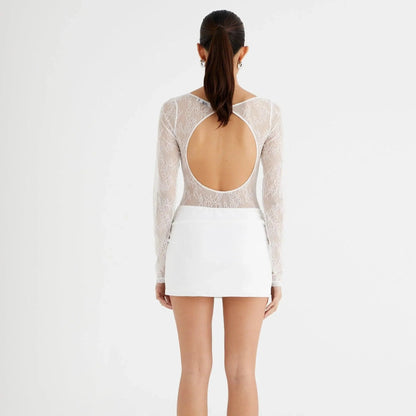 Playful Charm White Lace Mini Dress