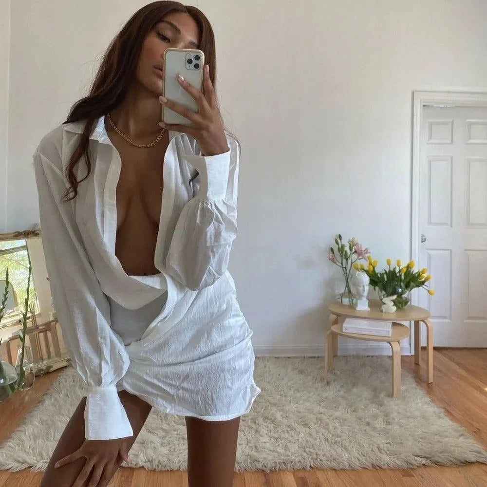 Polina Ruched Shirt Mini Dress