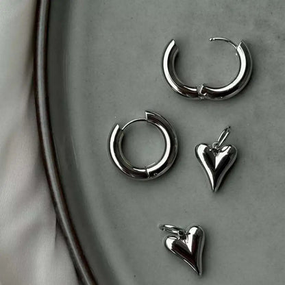 Punk Heart Pendant Silver Earrings