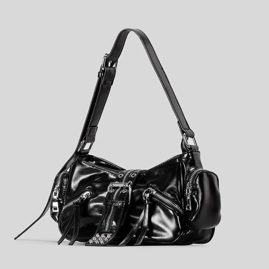 Ravix Rivet Multi-Zipper Shoulder Bag