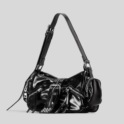 Ravix Rivet Multi-Zipper Shoulder Bag