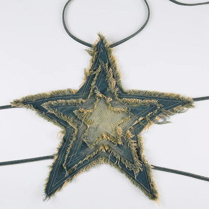 Real Life Denim Raw Star Halter Top