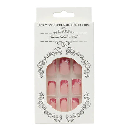 Salon-Style French Tip Press-On Nails - Square 011
