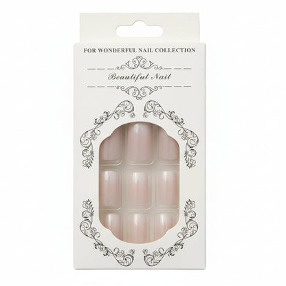 Salon-Style French Tip Press-On Nails - Square 015