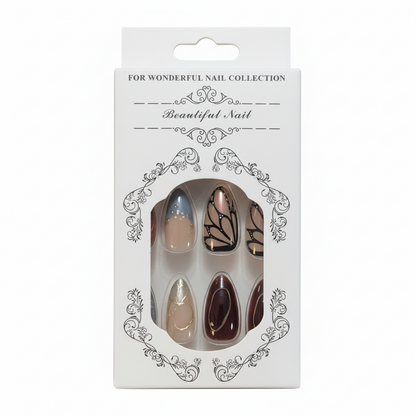 Salon-Style French Tip Press-On Nails - Coffin 025