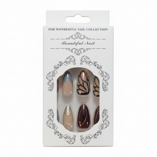 Salon-Style French Tip Press-On Nails - Coffin 025