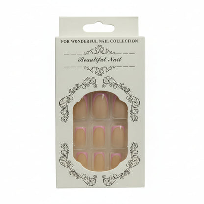 Salon-Style French Tip Press-On Nails - Square 019