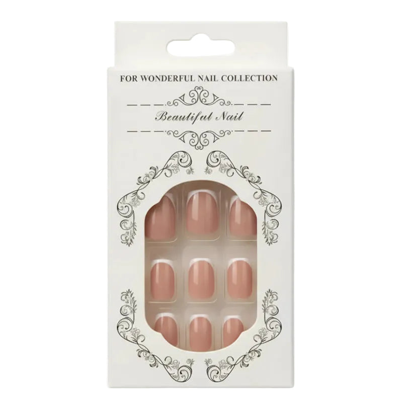 Salon-Style French Tip Press-On Nails - Square 01