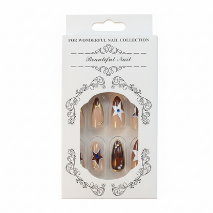 Salon-Style French Tip Press-On Nails - Coffin 025
