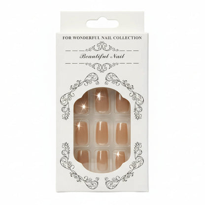 Salon-Style French Tip Press-On Nails - Square 019