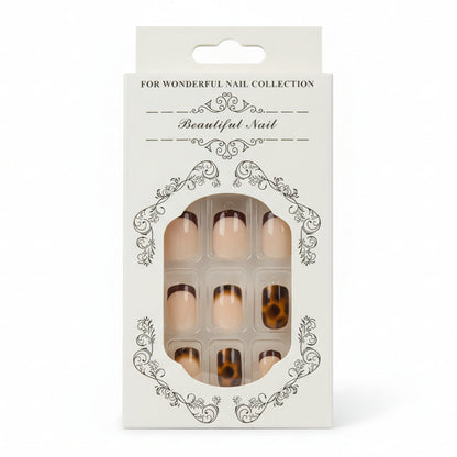 Salon-Style French Tip Press-On Nails - Square 011