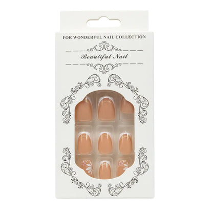 Salon-Style French Tip Press-On Nails - Square 01