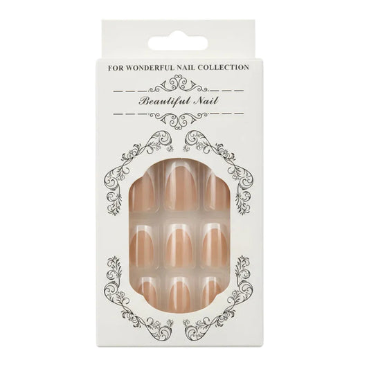 Salon-Style French Tip Press-On Nails - Square 015