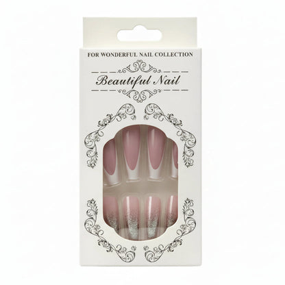 Salon-Style French Tip Press-On Nails -  Coffin 06