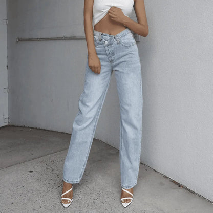 Rodeo Asymmetric Straight Leg Jeans