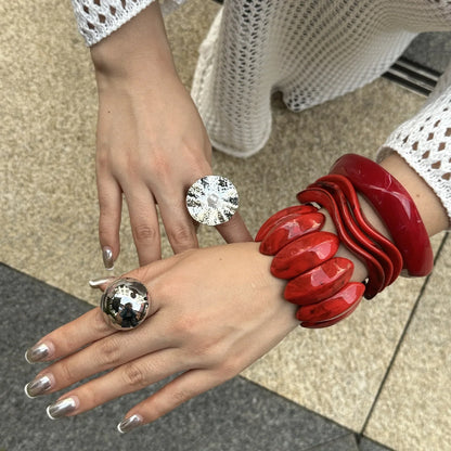 Ruby Swell Wide Geometric Red Bracelets
