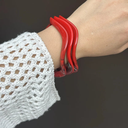 Ruby Swell Wide Geometric Red Bracelets
