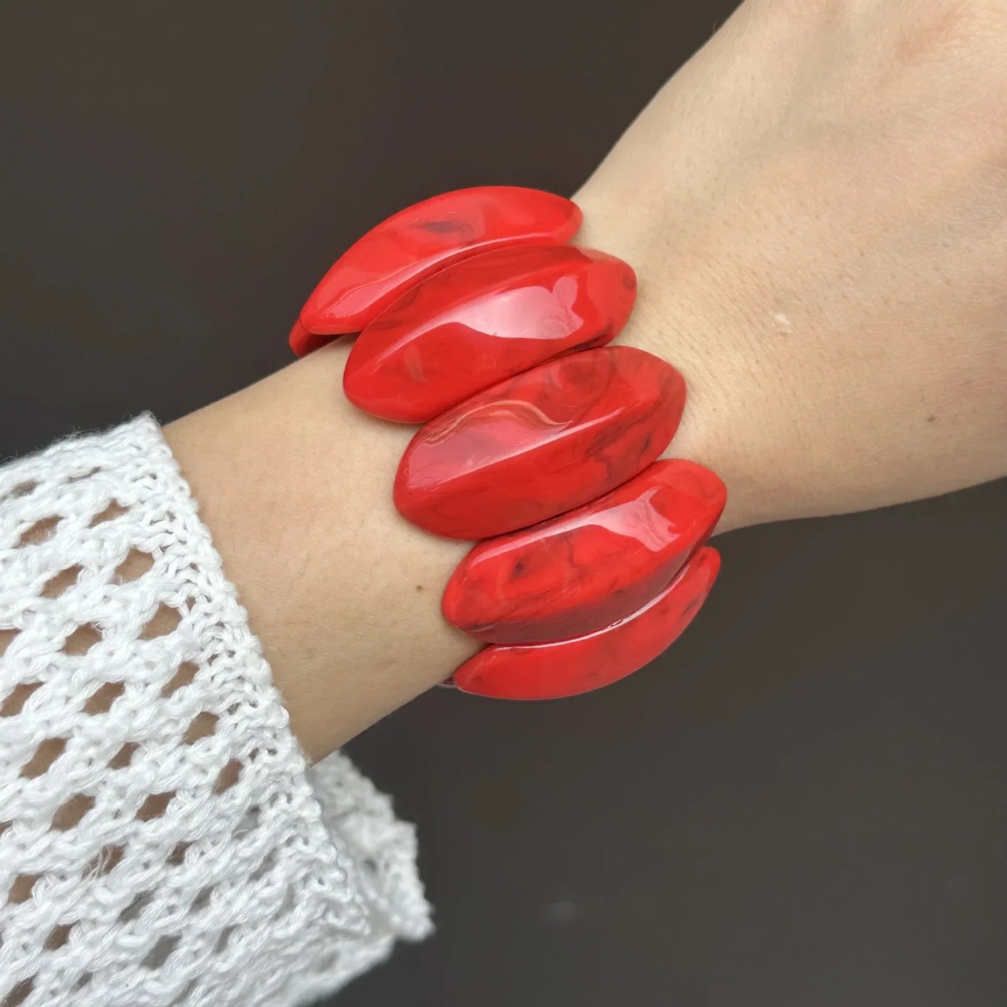 Ruby Swell Wide Geometric Red Bracelets
