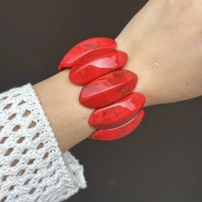 Ruby Swell Wide Geometric Red Bracelets