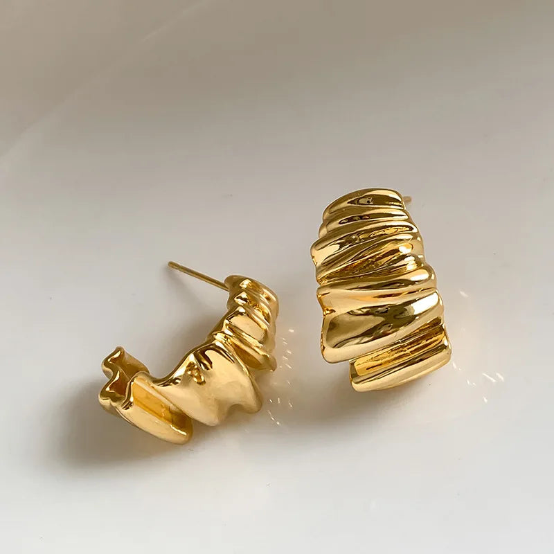Sculpted Wave Stud Earrings