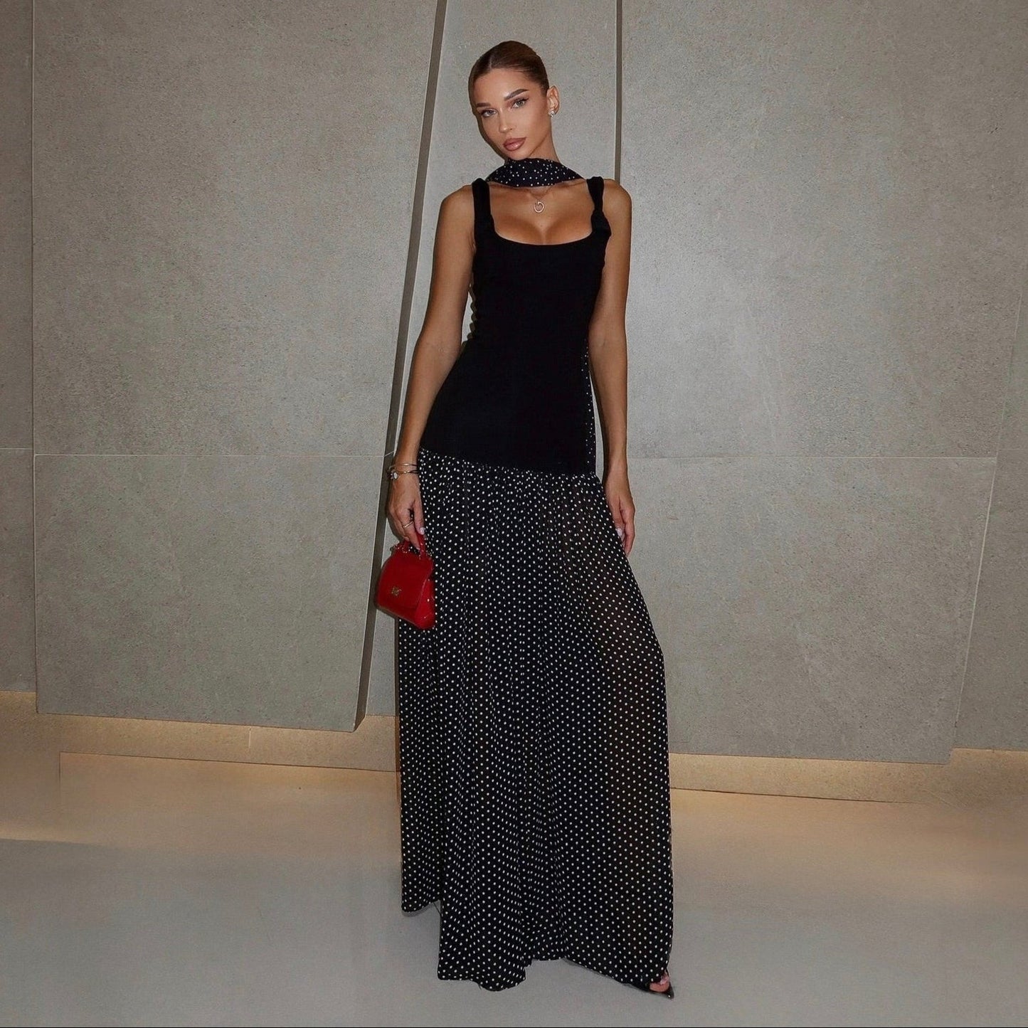 Secret Look Maxi Dress With Scarf Detail