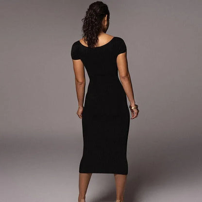 Self-Made Girl Black Knitted Midi Dress