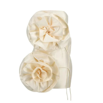 Serenity Silk Voluminous Flower Corset Mini Dress