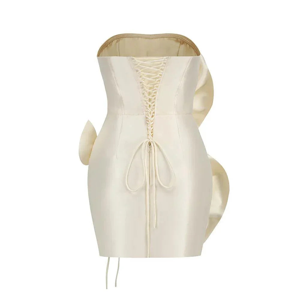 Serenity Silk Voluminous Flower Corset Mini Dress