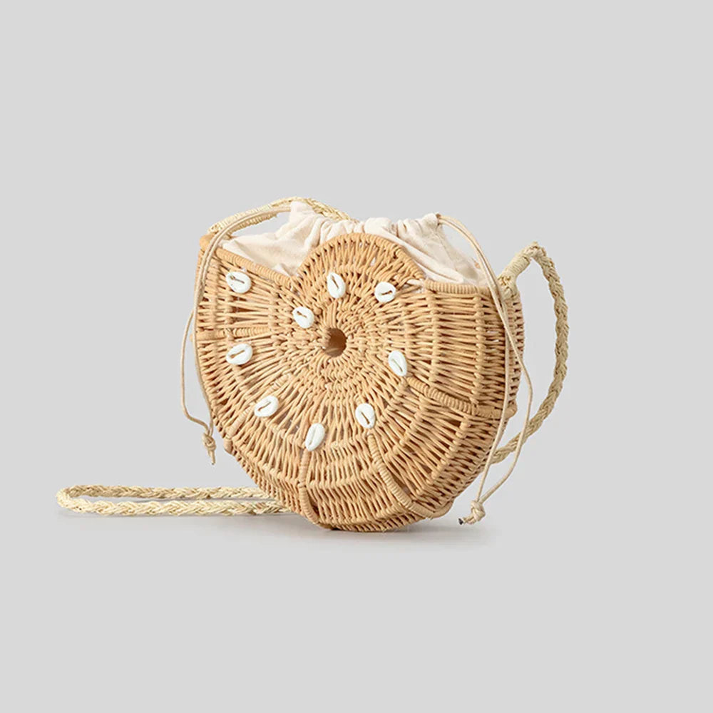 Shella Rattan Conch Bag with Shell Embellishments