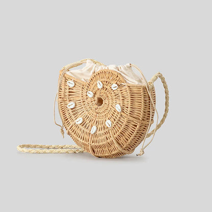 Shella Rattan Conch Bag with Shell Embellishments
