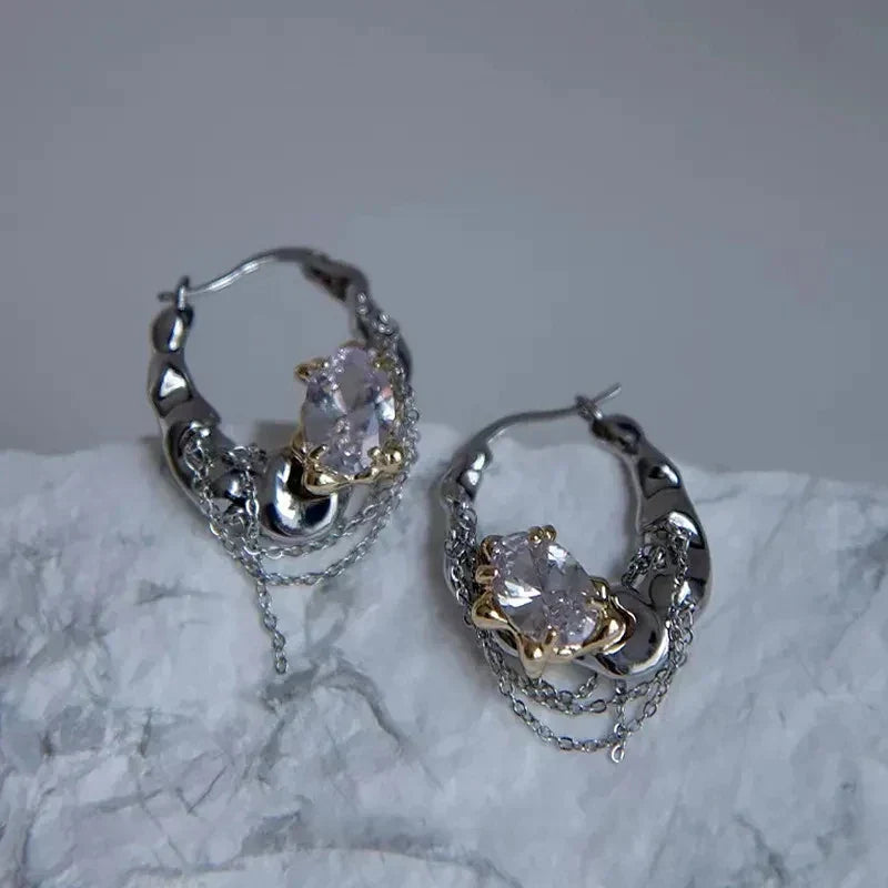 Shiny Crystal Hoop Earrings