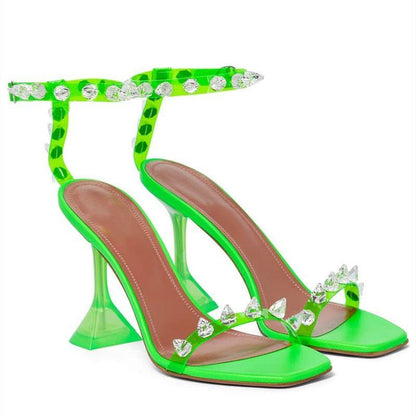 Showing Up Pyramid Green Sandals
