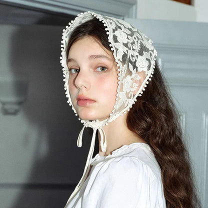 Solencia White Floral Lace Hair Scarf