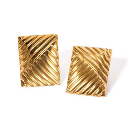 Square Lined Gold Earings
