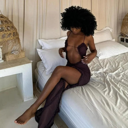 Stolen Kiss Ruched Purple Maxi Dress