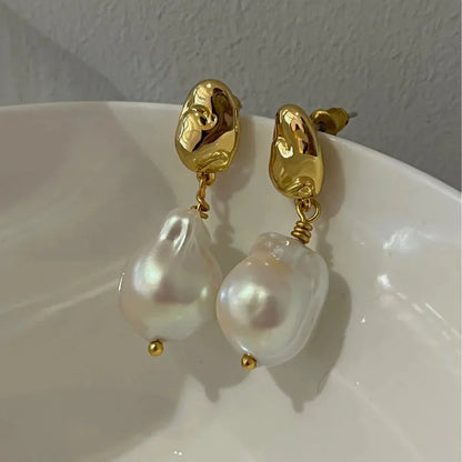 Sun Drop Pearl Pendant Earrings