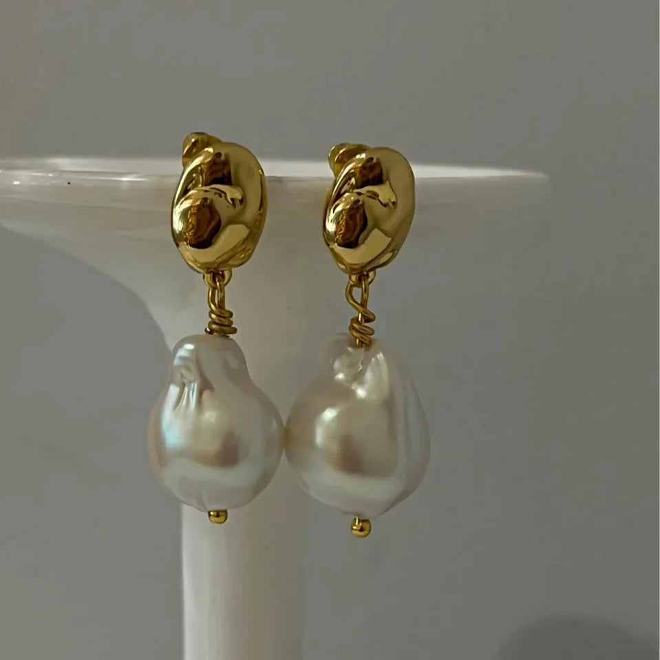 Sun Drop Pearl Pendant Earrings