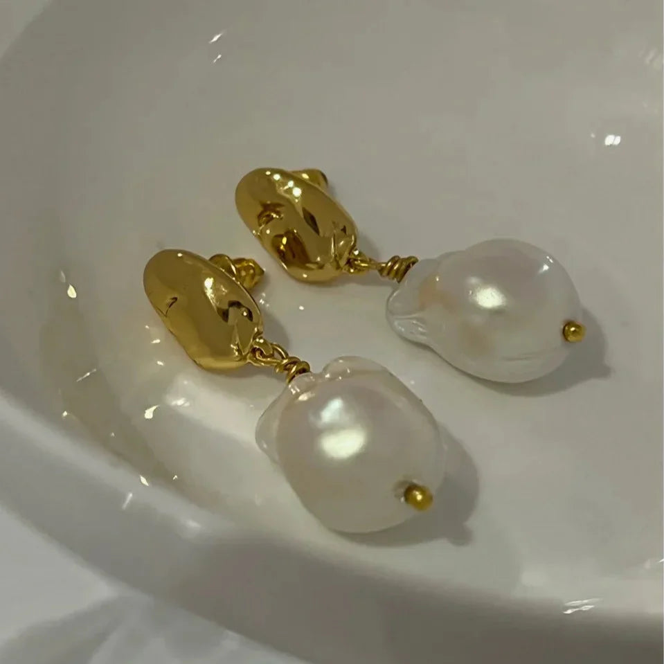 Sun Drop Pearl Pendant Earrings